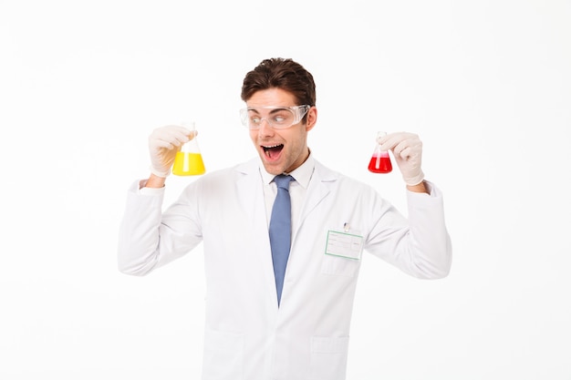 Portrait of an excited young male scientist