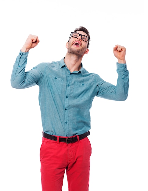 Portrait of excited young man