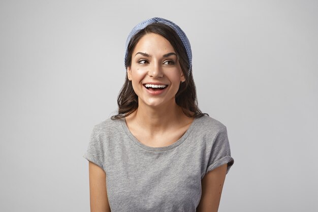 Portrait of an expressive woman posing in the studio