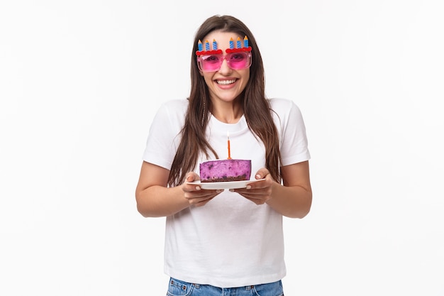 portrait expressive young woman celebrating birthday