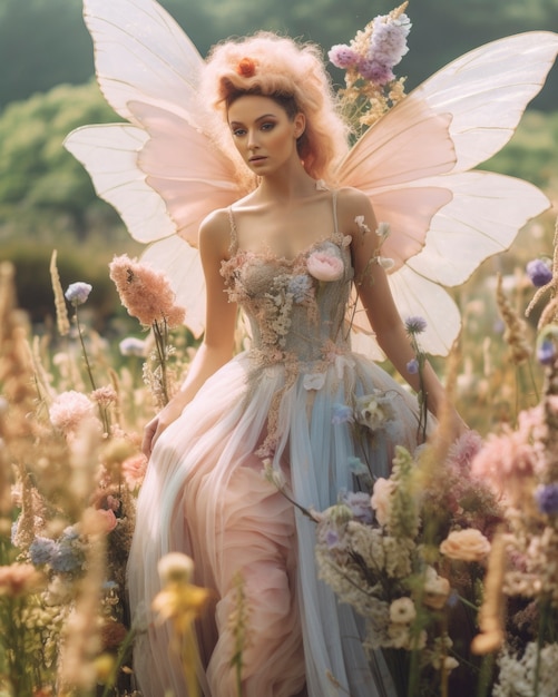 Portrait of fairy with fairycore aesthetic