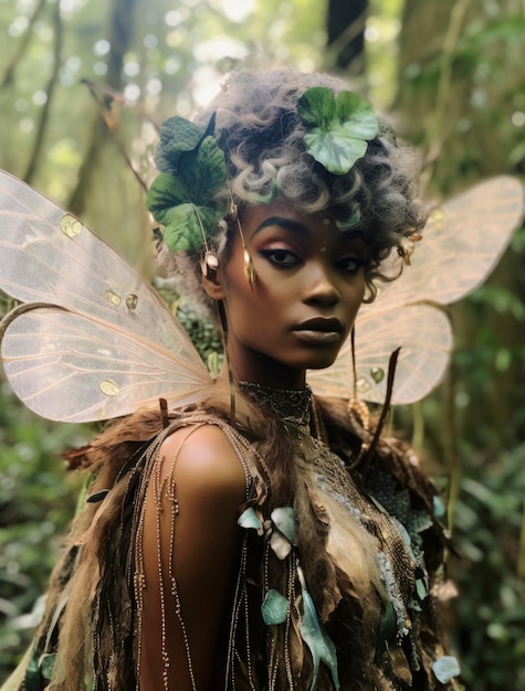 Portrait of fairy with fairycore aesthetic