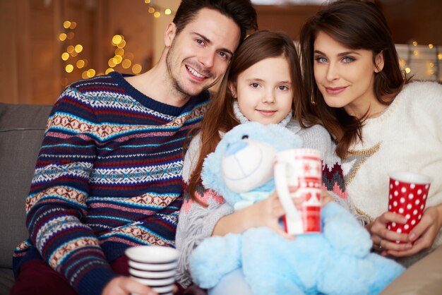 Portrait of family while winter vacations
