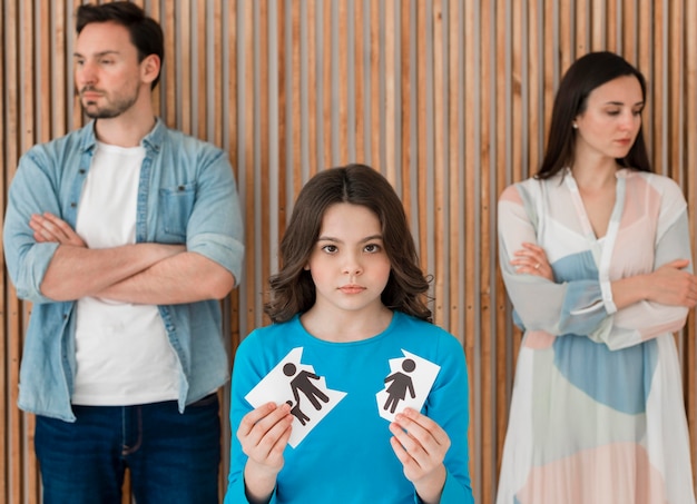 Free photo portrait of family with child breaking up