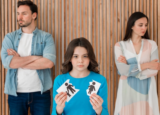 Portrait of family with child breaking up