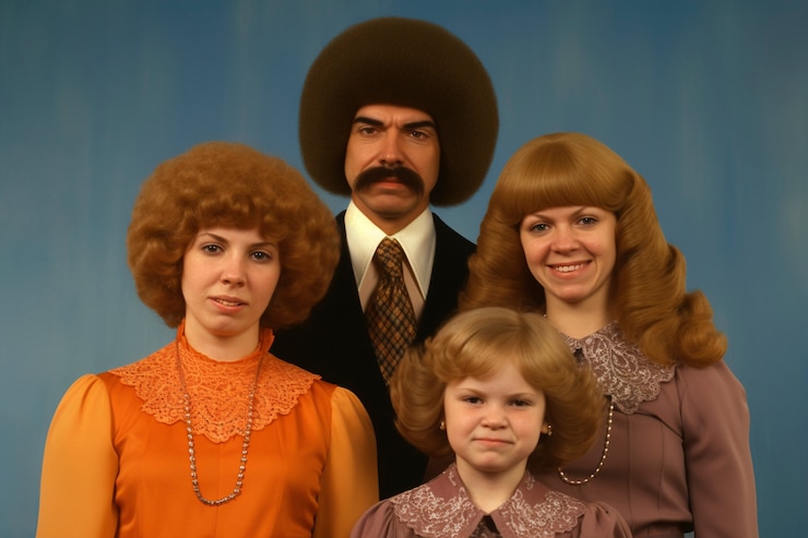 Free Photo portrait of family with funny wig