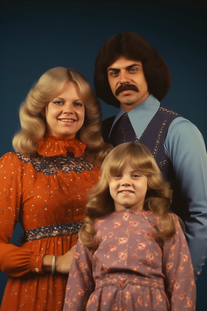 Free photo portrait of family with funny wig