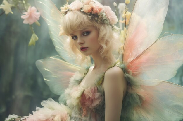 Portrait of fantasy fairy with mythical aesthetic