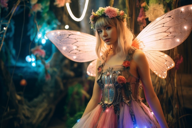 Free photo portrait of fantasy fairy with mythical aesthetic