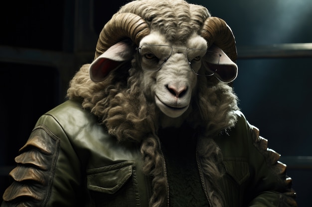 Free photo portrait of fantasy sheep character