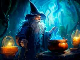 Free photo portrait of fantasy wizard character