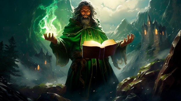 Free photo portrait of fantasy wizard character