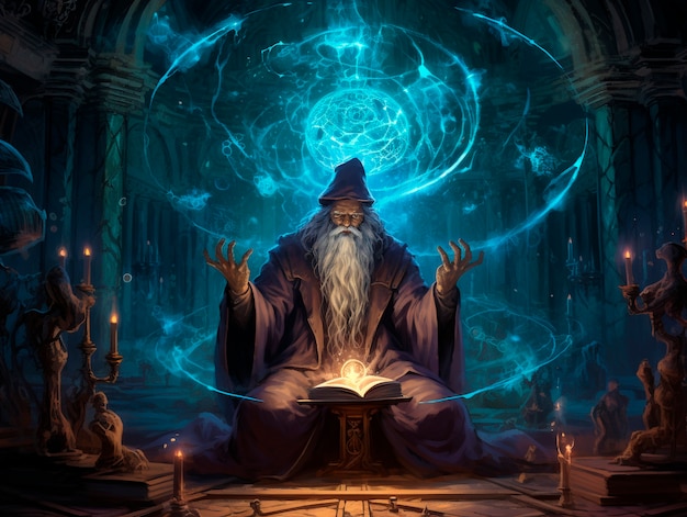 Free photo portrait of fantasy wizard character