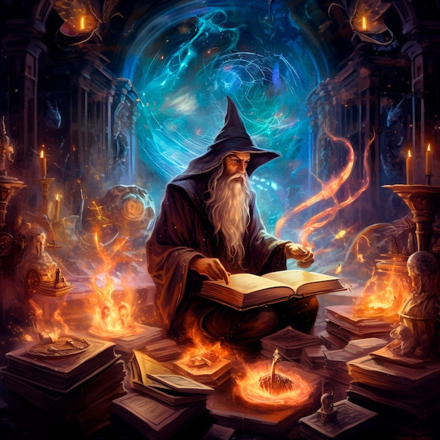 Free photo portrait of fantasy wizard character