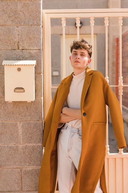 Portrait of fashionable boy outdoors