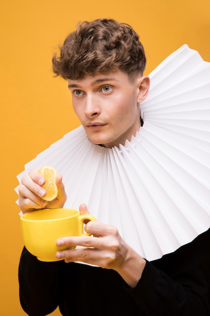 Portrait of fashionable boy wearing a ruff