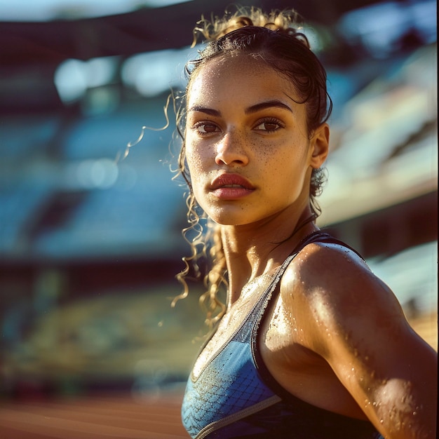 Free photo portrait of female athlete competing in the olympic games