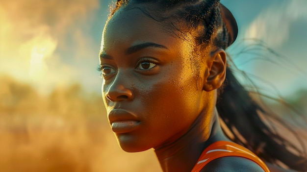 Portrait of female athlete competing in the olympic games