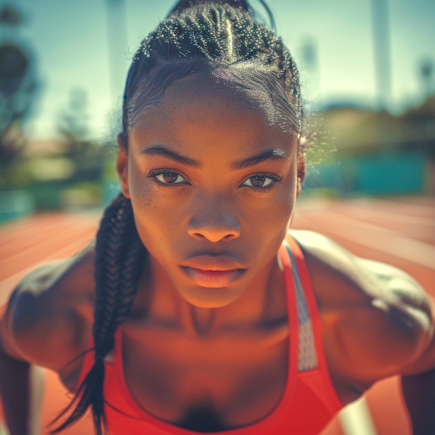 Portrait of female athlete competing in the olympic games