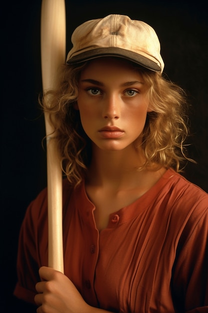 Portrait of female baseball player