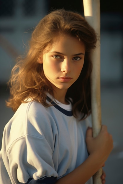 Foto gratuita ritratto di una giocatrice di baseball