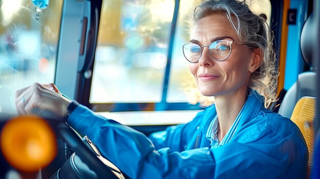 Portrait of female bus driver
