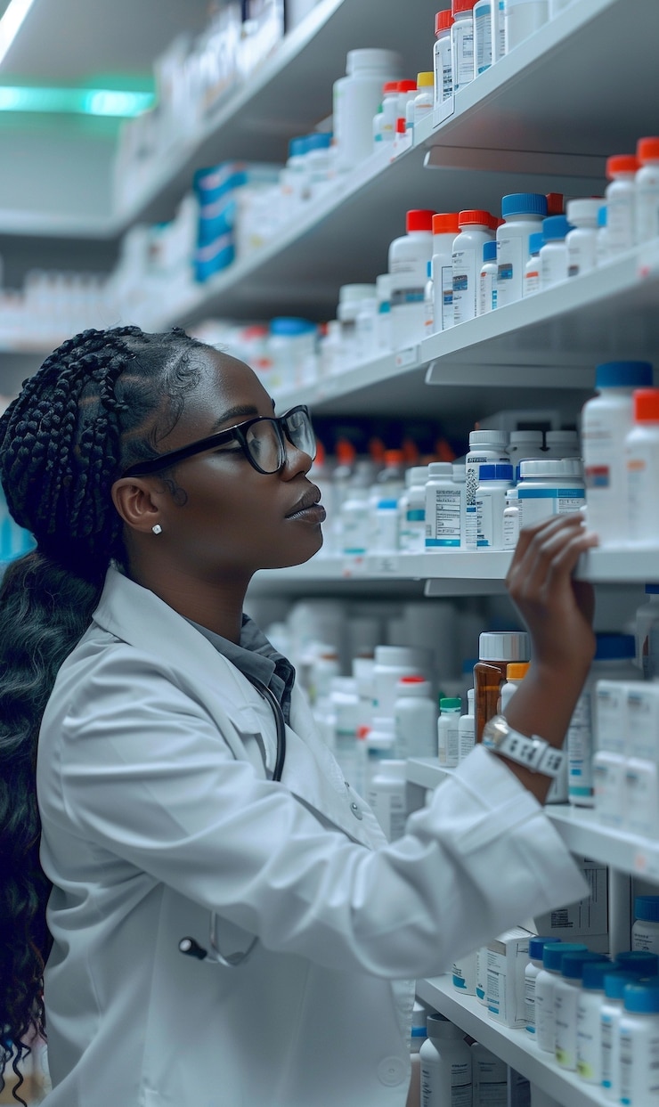 Free Photo portrait of female pharmacist working in the drugstore
