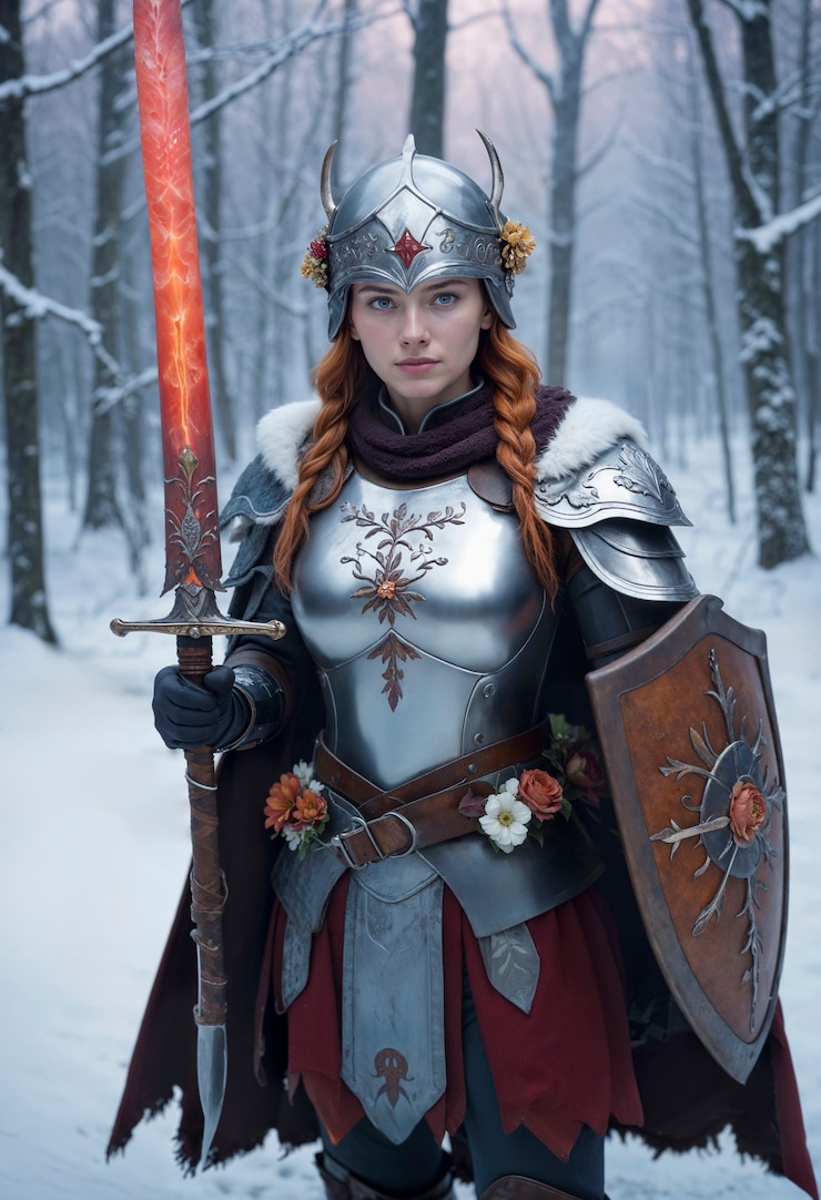 Free Photo portrait of female princess warrior