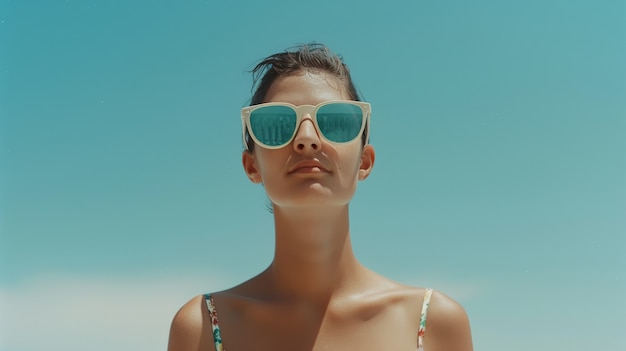 Free photo portrait of female swimmer with 80's inspired aesthetic