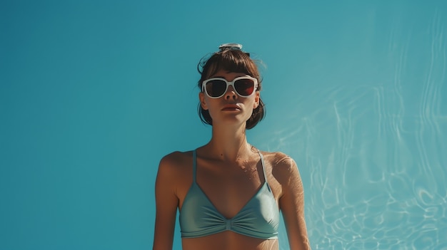 Free photo portrait of female swimmer with retro aesthetic inspired by the 80's