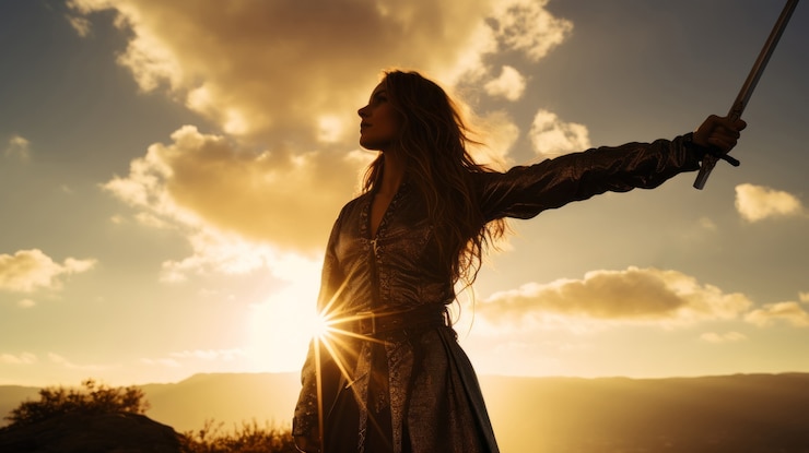 Free Photo portrait of female warrior with armor during medieval times