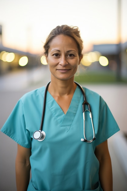 여성 일하는 간호사의 초상화