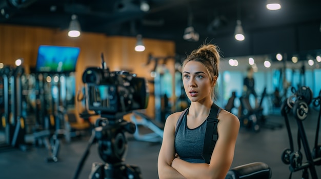 Free photo portrait of fitness influencer