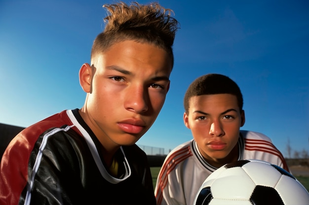 Free photo portrait of football players