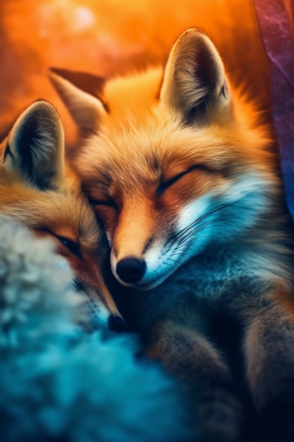 Free photo portrait of foxes