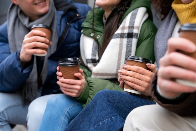 Free photo portrait of friends having a great time together