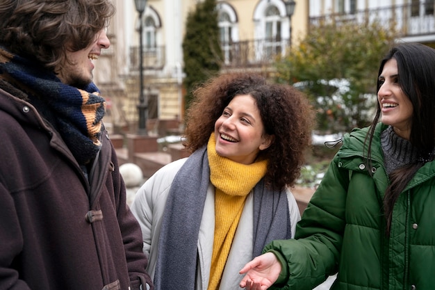 Free photo portrait of friends having a great time together