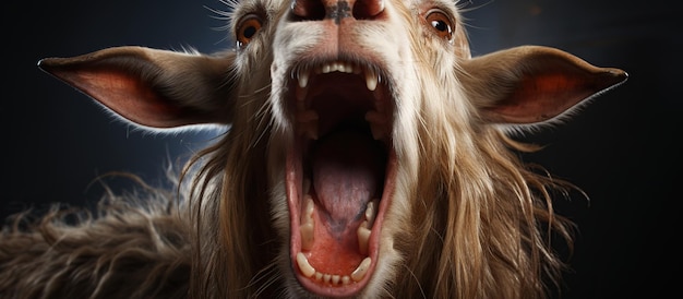 Портрет смешной кричащей козы