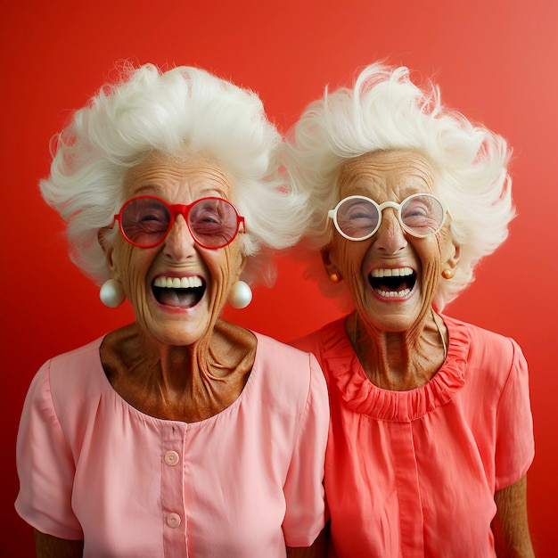 Portrait of funny grannies dressed up