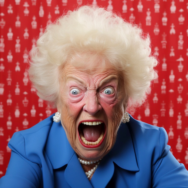 Free Photo portrait of funny granny dressed up