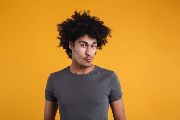 Free photo portrait of a funny young afro american man