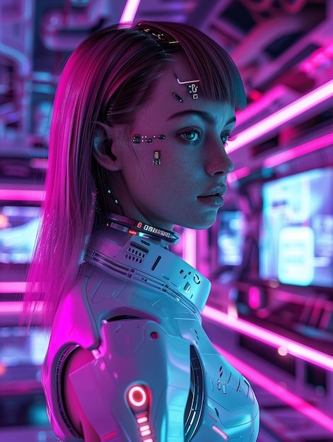 Free photo portrait of futuristic female humanoid with advanced technology