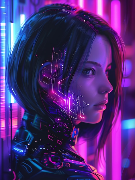 Free photo portrait of futuristic female humanoid with advanced technology