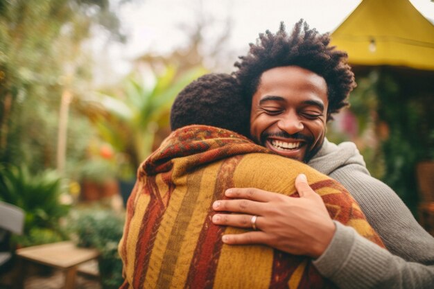 Portrait of gay couple in love showing affection