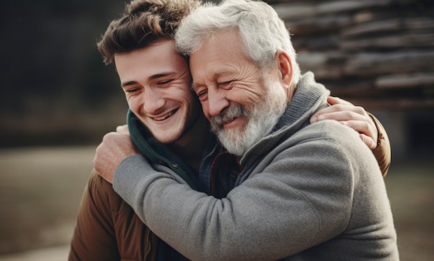 Portrait of gay couple in love showing affection