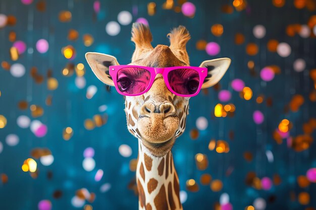 Портрет жирафа на вечеринке, созданный AI