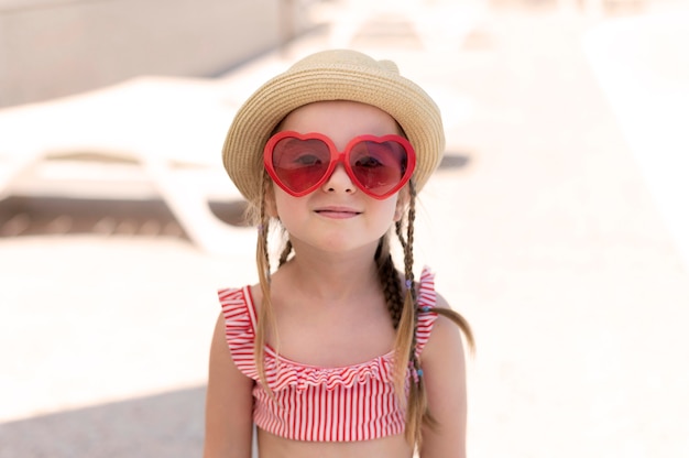 Portrait girl at pool