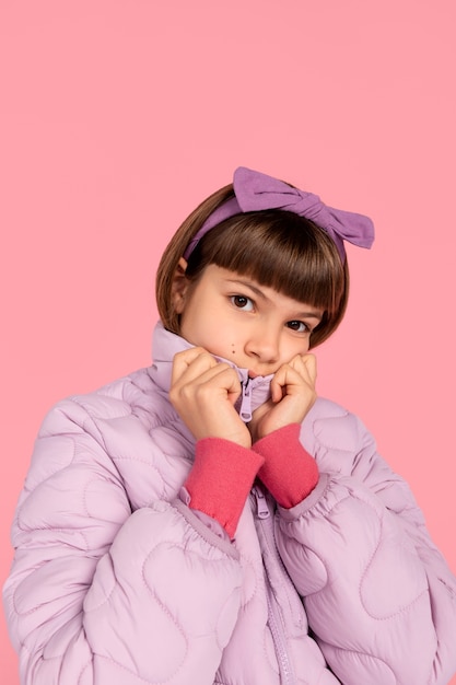 Portrait of girl posing and looking serious