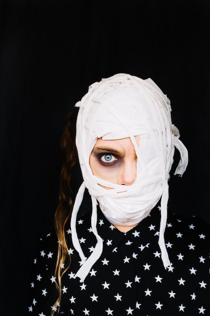 Portrait of girl with bandaged face