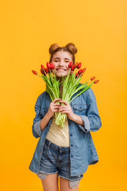 Portrait girl with flowers